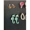 Image 2 : (5) Vintage Style Earrings: Seahorse, Peace, Valentine Red Hearts Theme, Teardrop Cubic Zirconia