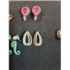 Image 3 : (5) Vintage Style Earrings: Seahorse, Peace, Valentine Red Hearts Theme, Teardrop Cubic Zirconia