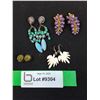 Image 1 : (4) Vintage Earrings: Grapes, Turquoise Colored Drop, White Palm Trees, Green Gem Stones