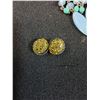 Image 5 : (4) Vintage Earrings: Grapes, Turquoise Colored Drop, White Palm Trees, Green Gem Stones