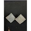 Image 2 : (4) Vintage Earrings: Square Vintage Clip-On Earrings, (2) Stud Cubic Zirconia, Drop Pendant Earring
