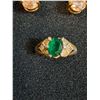 Image 2 : Vintage Jewelry: Amber Gem Teardrop Stud Earrings & Green Gem Ring w/Cubic Zirconia- Size 6.5