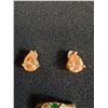 Image 3 : Vintage Jewelry: Amber Gem Teardrop Stud Earrings & Green Gem Ring w/Cubic Zirconia- Size 6.5