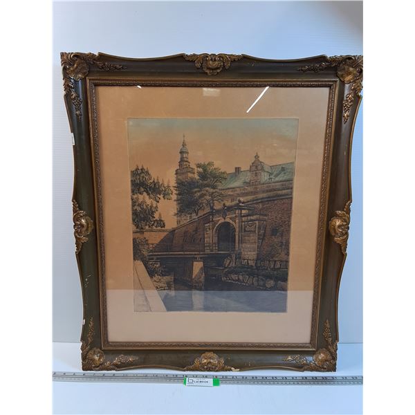 # Pencil Architectural Scene in Frame - 26" x 30"