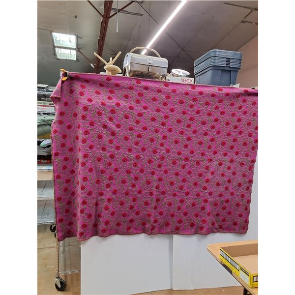 Red Flower Wool Throw Blanket - 54" x 76"