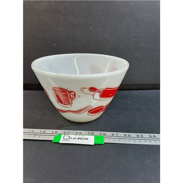 Fire King Red & White Kitchen Aid Mixing Bowl - 8.5" x 5"
