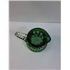 Image 4 : Vintage Art Glass Green & Clear Cut Pitcher - 5" Tall