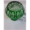 Image 5 : Vintage Art Glass Green & Clear Cut Pitcher - 5" Tall