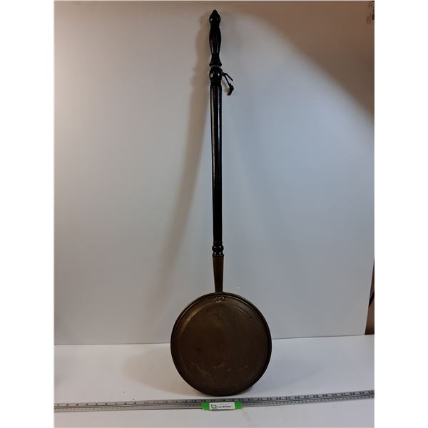 Copper & Wood Handled Coal Bed Warmer - 43" x 12" x 4" - PICK UP ONLY