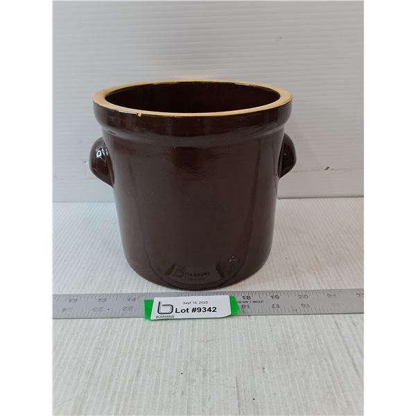 Vintage Dark Brown Stoneware Crock- 7" x 6"