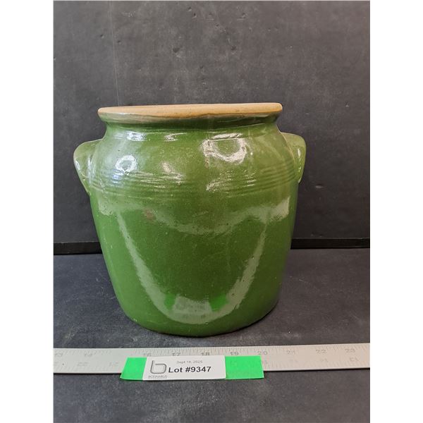 Green Stoneware Crock