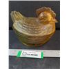 Image 1 : Vintage Golden Amber Glass Hen on Nest Covered Dish