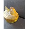 Image 2 : Vintage Golden Amber Glass Hen on Nest Covered Dish