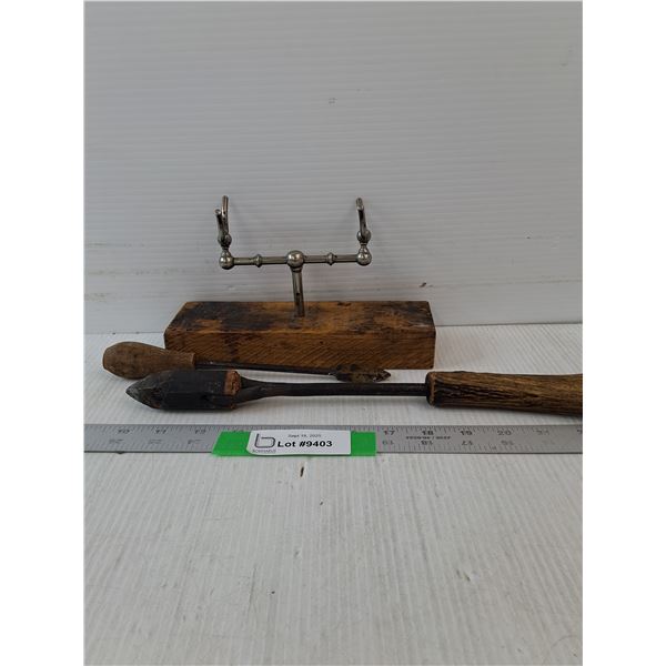 Horn Handled Soldering Iron and Smaller Wood Handled Soldering Iron