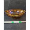 Image 1 : Large Footed Carnival Glass Bowl- 12" x 8.5" x 4"
