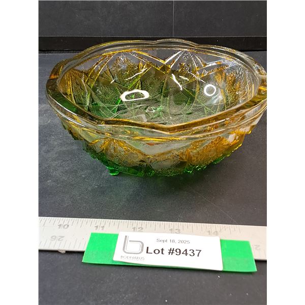 Green To Amber Carnival Footed Bowl