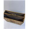 Image 3 : Vintage Brass & Wood Magazine Holder - 14" x 12" x 6"
