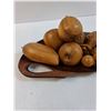 Image 2 : Vintage Artisan Wood Carved Fruit Bowl Centerpiece - 14" x 7"