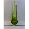 Image 1 : #Vintage Ribbed Swung Green Art Glass Vase - 29" x 10" - PICK UP