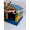 Image 2 : (2) Vintage Tin Play Houses & Garage Set - PREFERRED PICK-UP  - 14" x 8" x 20" Each House & 13" x 9"