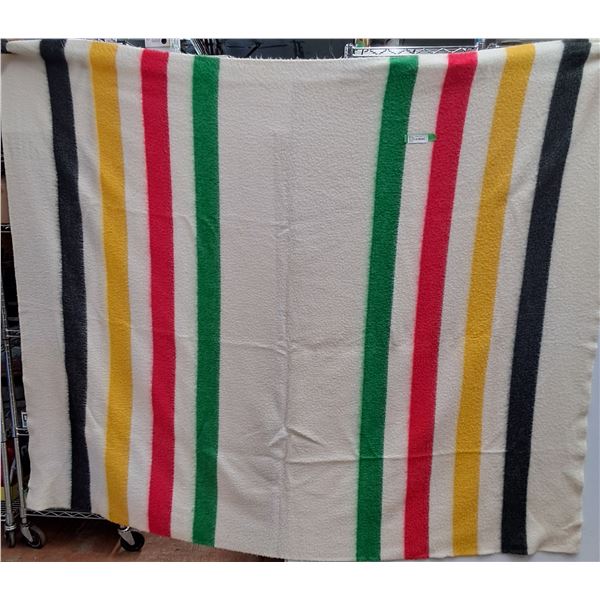 Plessis Brand Hudsons Bay Four Point Print Blanket (Wool & Nylon Blend) - 64" x 86" Approx