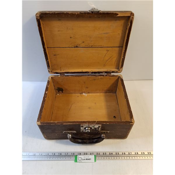 Vintage Wooden Case 14x10.5x7" - Lock Mechanism Broken