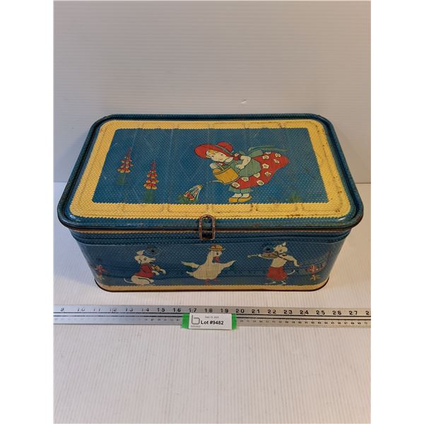 Vintage Tin Case 16x10x7" - Missing Handles