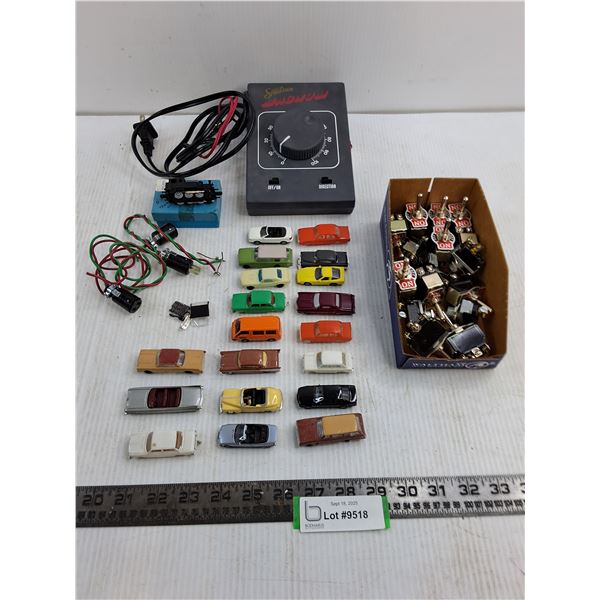 Spectrum Power Control - Untested, Assorted 3-Way Switches, Diorama Vehicles, N Locomotive, Misc.