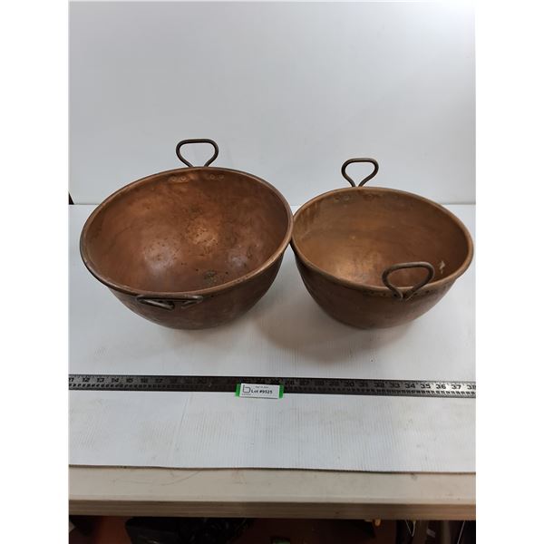 (2) Copper Kettles (14.5" Dia & 12.5" Dia)