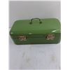 Image 4 : Vintage Green Enamel Storage Box - 19x9x6"