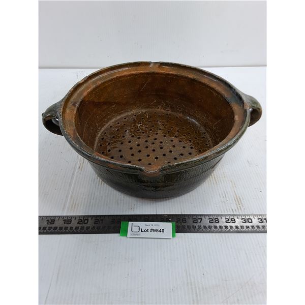 Vintage Ceramic Colander - 12" Dia x 4" High