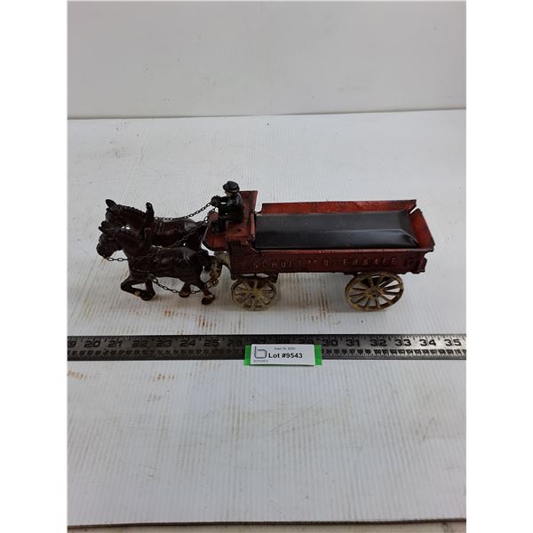 Vintage Cast Iron "Schultz's Beer & Ale" Delivery Wagon Table Decor