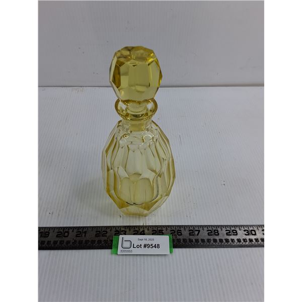 Vintage Amber Glass Decanter - 9" High