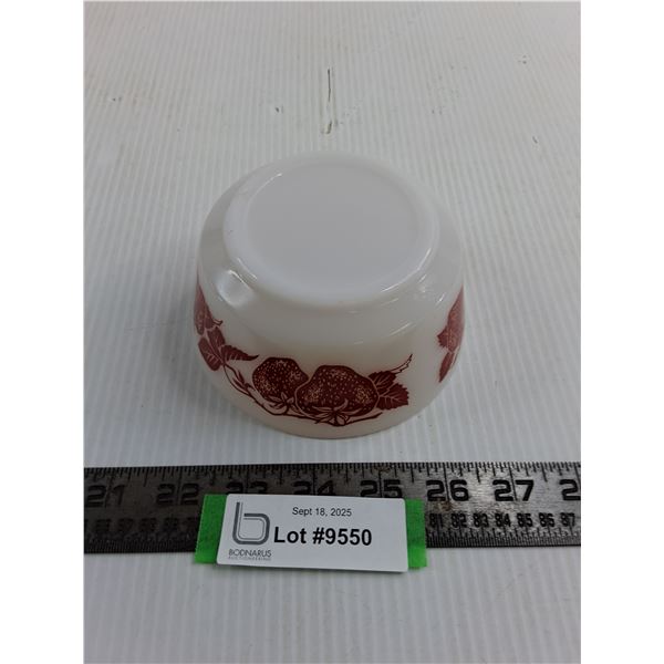 Milk Glass 'Strawberries" Mixing Bowl - 5" Dia