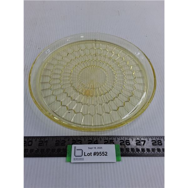 Vintage Amber Glass Serving Dish - 9.5" Dia