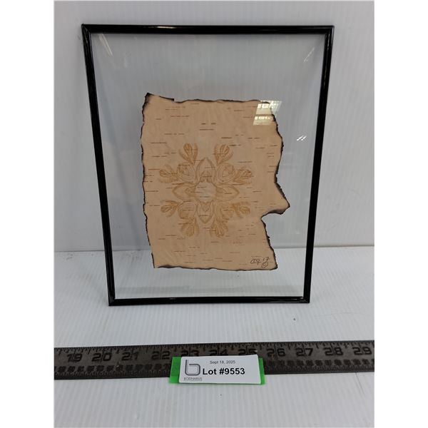Framed Indigenous Chewed Birch Bark Art - 8" x 10"