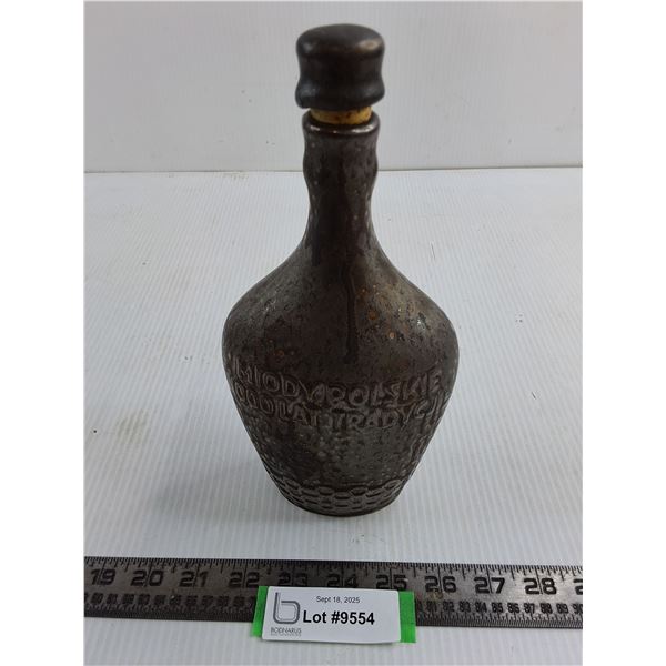 Vintage Apis Hammered Metal Liquor Bottle