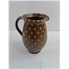 Image 2 : Vintage Brown/White Polka-Dot Ceramic Pitcher - 7" High