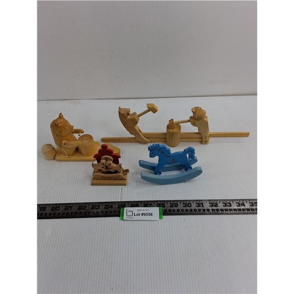 (4) Vintage Wooden Ornaments/Games
