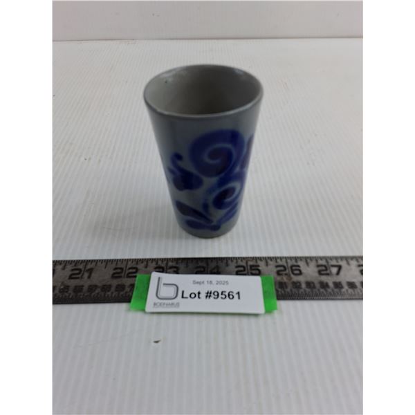 Vintage Ceramic Blue/Grey Vase - 4" Tall x 2.75" Dia