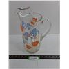 Image 1 : Vintage Glass Orange/Blue/White Decorated Pitcher - 13" High