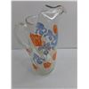 Image 2 : Vintage Glass Orange/Blue/White Decorated Pitcher - 13" High