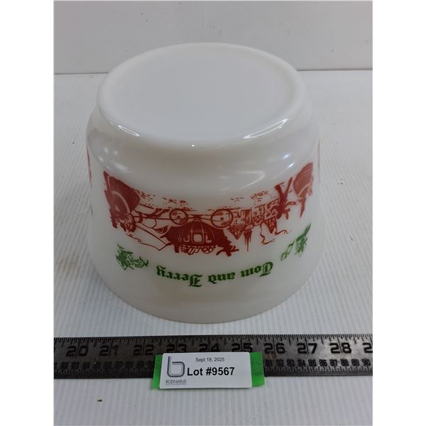 Milk Glass "Tom and Jerry" 9.5" Mixing Bowl