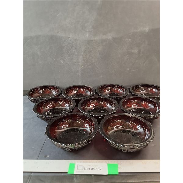 (9) Vintage Avon Cape Cod Ruby Red Glass Bowls