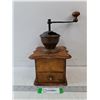 Image 1 : Vintage Wooden Box Coffee Grinder With Hand Crank- 6.5" x 6.5" x 11"