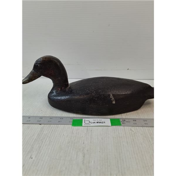 Vintage Black Duck Wood Decoy- 16" x 6" x 5"