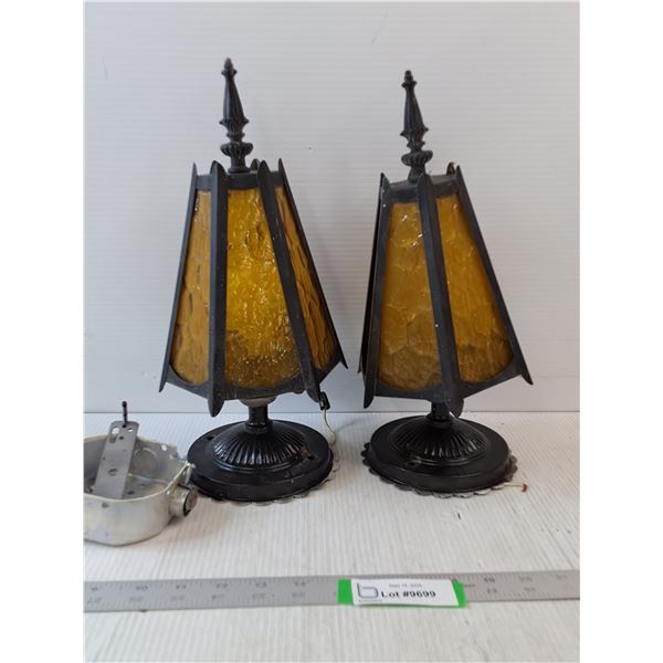 (2) Vintage Hallway Ceiling Light Fixture- 7" x 7" x 13"