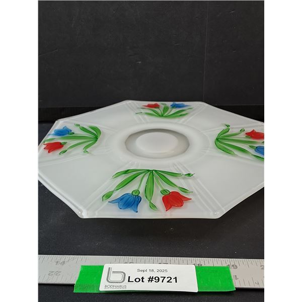 Hand-Painted Glass Cake Stand