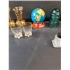 Image 5 : Salt & Pepper Shakers, Globe And Compass, Carnival Glass Dish, (2) Bud Vases