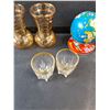 Image 6 : Salt & Pepper Shakers, Globe And Compass, Carnival Glass Dish, (2) Bud Vases